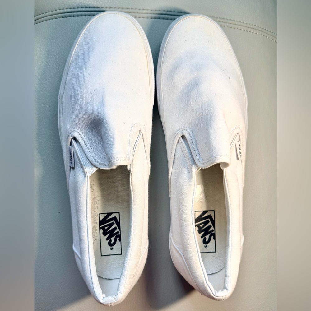 Vans Classic White Canvas Slip-Ons